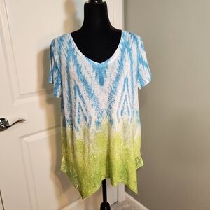 😀 3 For $15 Blue and Green Tie-Dye Women's Top